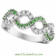 Tsavorite and Diamond Swirl Ring