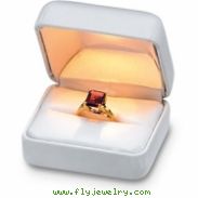 WHITE Leatherette Lighted Ring Box