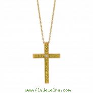 Yellow & white diamond cross necklace