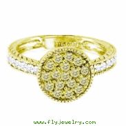 Yellow & white diamond round ring