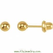 Yellow Plated 04.00 MM Polished INVERNESS BALL EARRING